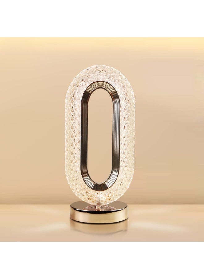 أباجورة كريستال للطاولة تعمل باللمس LED قابلة للتعتيم ثلاثي الاتجاهات مع منفذ USB – مصباح ماسي قابل لإعادة الشحن – إضاءة ليلية للكومدينو لغرفة النوم والمعيشة - Image 2